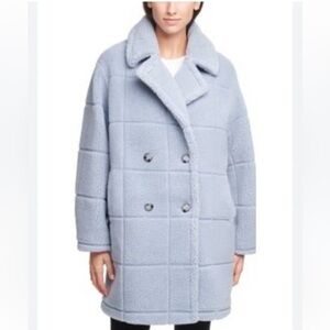 Calvin Klein Grey Blue Sherpa Coat
